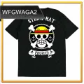 SAKAZUKI Kaos Baju TOPI JERAMI BAJAK LAUT STRAW HAT PIRAT JAPAN LUFFY SHP CREW For-ONE PIECE ANIME Tshirt Distro Atasan Pria Wanita Unisex Gambar Motif Desain Sablon Monkey D Luffy Premium Katun Combed 24s Putih Hitam lengan pendek panjang viral jepang. 