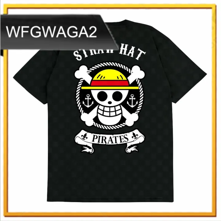 SAKAZUKI Kaos Baju TOPI JERAMI BAJAK LAUT STRAW HAT PIRAT JAPAN LUFFY SHP CREW For-ONE PIECE ANIME Tshirt Distro Atasan Pria Wanita Unisex Gambar Motif Desain Sablon Monkey D Luffy Premium Katun Combed 24s Putih Hitam lengan pendek panjang viral jepang