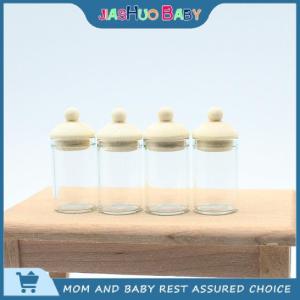 JiaShuo Baby Toy 4Pcs 1 12 Dollhouse Clear Jar Dollhouse Miniature Kitchen Storage Bottles Dolls House Decoration Accessories