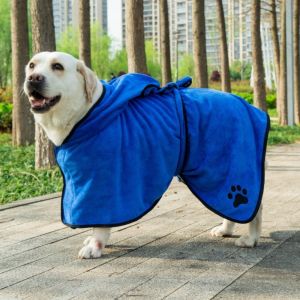 OUTOPEN High Absorbency Dog Bathrobe Hooded Fixed Waist Belt Dog Bath Towels Cat Grooming Towel Super Warm Quick Drying Towel For Cats Dogs
