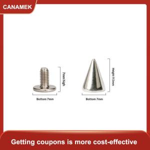 【CANAMEK】 Tự làm leathercraft bạc hình nón đinh tán Punk kim loại đinh tán cho túi may mặc Giày phụ kiện thời trang