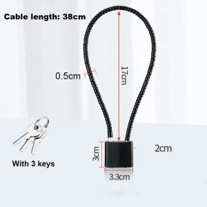 Kiprun Khóa dây cáp 38cm hành lý Dây ổ khóa với 3 phím không thấm nước hợp kim kẽm ổ khóa cho cửa Vali túi Mũ bảo hiểm tủ khóa