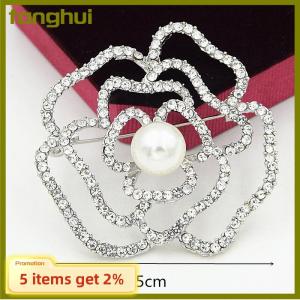 fanghui Vintage Rhinestone Pearl Bowknot Brooches Temperament Versatile Clothing For Women Jewelry Accessries Gifts