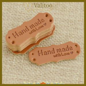 [Valitoo] 50Pcs PU Leather Tags Handmade With Love Labels Sewing Craft DIY Knittin Tags