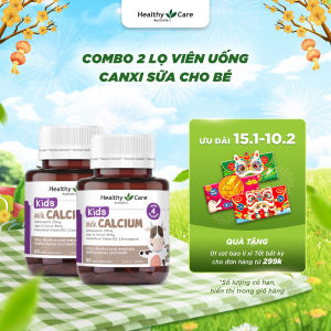 Combo Viên uống Canxi sữa Healthy Care Kids Milk Calcium 270mg 60 viên - Bổ sung Canxi và Vitamin D3 Hỗ trợ phát triển xương và răng cho bé từ 4 tháng đến 3 tuổi (08/2026)