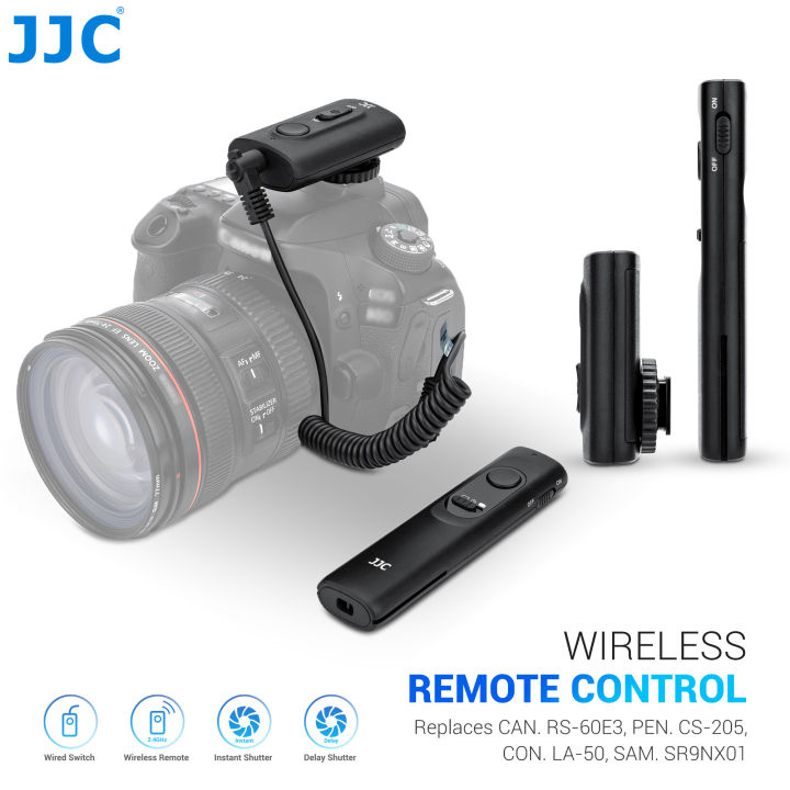 JJC RF-SWC 50 Meter Wireless Remote Control Stick Radio Shutter  Release Cable Switch for DSLR Camera Canon EOS R10 R8 R7 R6 Mark II RP Ra R  M5