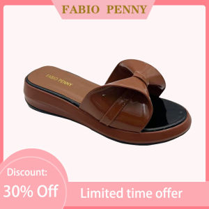 FABIO PENNY2025 new simple fashion glossy luxury womens sandals comfortable popular pu thick sole fashion bow slippers2026