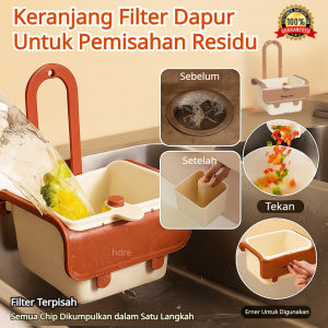 ✨Anti Mampet✨Keranjang Pembuangan Gantung Wastafel Dapur / /Keranjang Penyaring Buah Sisa Makanan / Saringan Anti Mampet Untuk Cuci Piring / Gantung Tekan Praktis / Filter Makanan Anti Bau / Tempat Sampah Mini Dapur