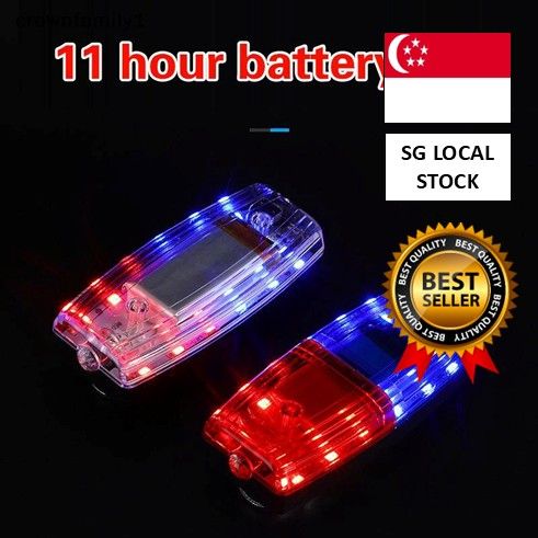 [SG 🚚] Red Blue LED Shoulder Warning Light Police Shoulder Clip Light ...