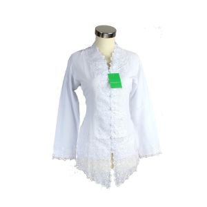 NK Baju Kebaya Nyonya Sulam Senada White Traditional Wear Long Sleeve Tersedia Saiz Jumbo