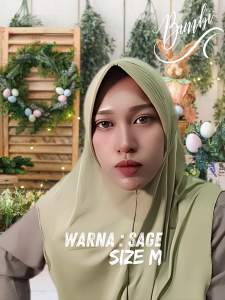 Bimbi Kerudung Bergo Dewasa Oval - Hijab Sport Olah Raga Stylish Size M Warna Olive