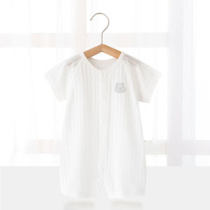 Baby Short Sleeved Boy and Gril thin Breathable Jumpsuit Baby Pure Cotton Hoodie Crawling Clothes Summer Newborn Clothes