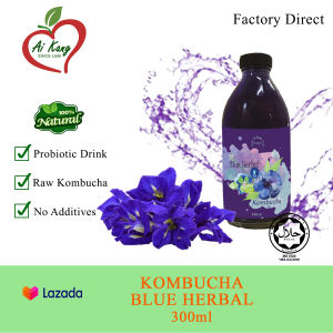 Raw Kombucha Blue Herbal (300ml) Live Probiotics Culture Beverages (Raw Original Natural) Detox Enzyme 酵素