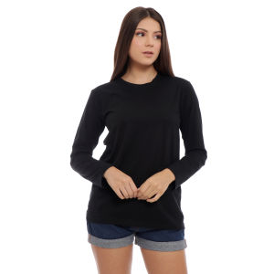 Kaos Polos Wanita Oneck Lengan Panjang Bahan Katun Combed 30s Warna Navy Tua