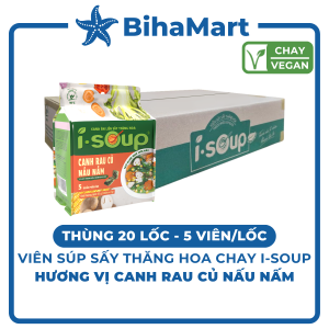 [THÙNG 20 LỐC] - NFC - Viên súp ăn liền sấy thăng hoa I-Soup hương vị Canh rau củ nấu nấm ISoup Canh I-Soup ăn liền (35g/lốc)