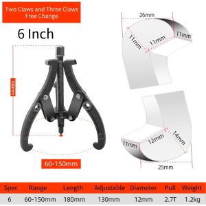 4/6 Inch Steel Three-jaw Gear Puller Puller Claw Bearing Universal Triangle Puller Wheel Puller