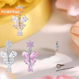 【PCWFKef】 แฟชั่นประกาย zircon ท้องกระดุมแหวนผีเสื้อหัวใจสะดือเจาะแหวนสำหรับผู้หญิงเครื่องประดับร่างกาย