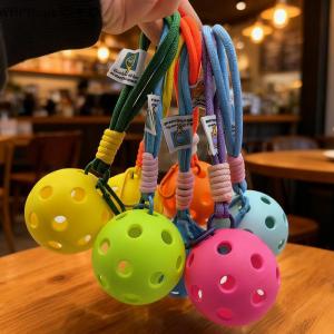 WP💓💛💖 Creative Pickleball Racket Metal Keychain Colorful Hollow Golf Ball Keychains Dink Ball Fans Party Gift Bag Pendant