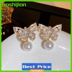 bashijian 1Pair Minimalist Earrings For Women Temperament Fashion Rhinestone Flower Stud Earrings Party Wedding Jewelry