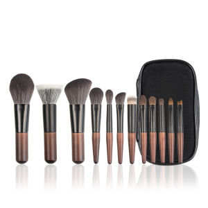 BAYBEYLA เบย์เบย์ล่า แปรงแต่งหน้าพกพาขนสัตว์ขนาดมินิ 12 ชิ้น (แถมกระเป๋าแปรง)