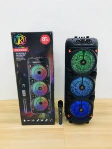 Red Diamond 8 x 3" Wireless Bluetooth Speaker Trolly Speaker w/ wheels 1 Wireless Mic & Microphone Input RGB LED Light