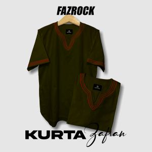 FAZROCK.CO / KURTA ZHAFRAN MAROON / Baju Koko MUSLIM PRIA Dewasa Lengan Pendek BAHAN Katun Combed 24s Premium / Koko Kurta