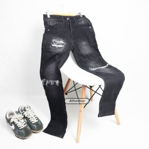 Celana Jeans Sobek Bikers BlackWash Bikers Ripped