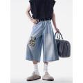 Over Knee Denim Short for Men Baggy Jeans Straight Denim Long Jorts for Men and Women Dancer Pants Shorts Baggy. 