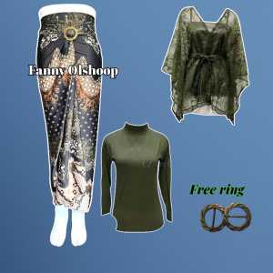 fanny olshoop Setelan kebaya modern tille outer pita cantik mix satin brukat kondangan wisuda bridesmaid & rok lilit batik terbaru kekinian