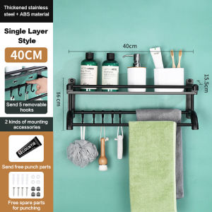 Stainless Bathroom Rack 1/2/3 Tiers 40cm/ 60cm Stainless Steel Rak Sabun Bilik Mandi/Toilet Rack/Shelf Shampoo Rack Organizer Towel