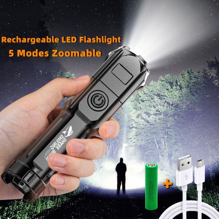 Powerful Flashlight Rechargeable Tactical LED Flashlight Torch Lantern ...