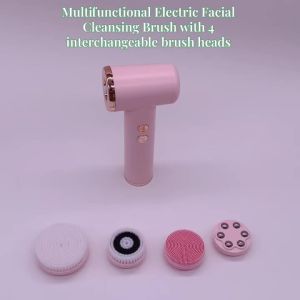 Electric Facial Cleansing Brush 4-in-1 Waterproof Rotating Soft Silicone Massager Deep Pore Cleaner Rechargeable Beauty Tool