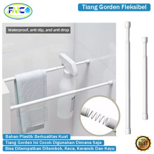 Tiang Flexibel Tongkat Gantungan Gordern Tirai Kamar Mandi Lemari Tanpa Paku Portable Tanpa Bor Praktis Mudah Dipasang Tongkat Pipa Ajaib Tiang Jepit Kolong Tiang Gorden