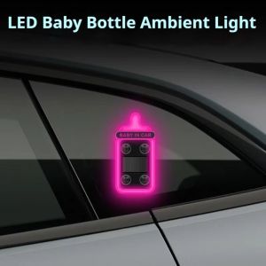 NJJU Baby Bottle Shaped Solar Power Car Light Wireless Light/Vibration Sensor LED Car Ambient Lamp Soft Lights Easy Installation Solar Safety Warning Light Car Window