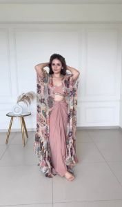 [PRE-ORDER] BEAUTIFULL DESIGNER SAREE & COTY WESTERN STYLE WITH GEORGETTE FABRIC & DIGITAL PRINT[DELIVERY TIME 12 DAYS]