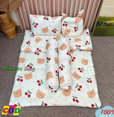 Bedcover Baby Best Seller | Set Bedcover Newborn –3 Tahun | Selimut Tebal 3cm + 2 Bantal + 2 Guling | Paket Baby Gift Set Lucu Almeera Baby and Kids