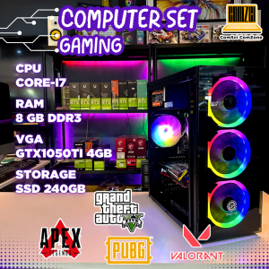 คอมพิวเตอร์ครบชุด Core-i7 / Ram 8GB / SSD 240GB / GTX1050Ti 4GB ทำงาน เล่นเกม PUBG/FreeFire/GTAV/Valorant - ComSciComZone