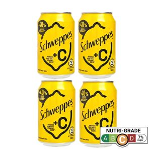 Schweppes +C Lemon Soda 330ml BUNDLE OF 4/8