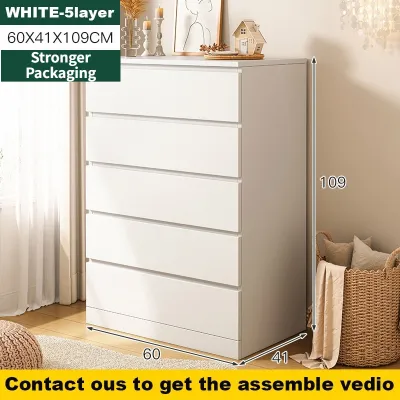 KEKEE Drawer Cabinet With Storage 5 Layer Almari Baju Chest Drawer White Putih Storage Wardrobe Home Almari Pakaian柜子