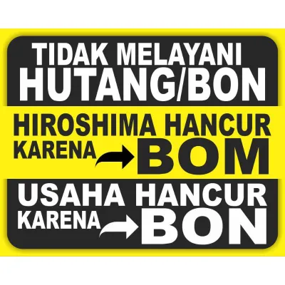 Stiker Dilarang NGUTANG / HUTANG