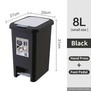 JFS 8/10/15/20/25/30L Trash Bin with Foot Pedal Garbage Bin Container Trash Can with Cover Dustbin with Pedal for Kitchen