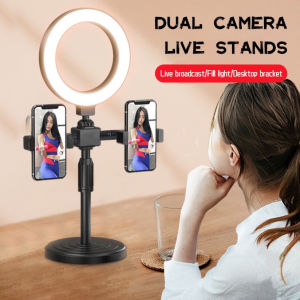 ✅100% Original Yoky Ring light 6inch Dual Phone Stand For Vlogging with 3 different color fill beauty lights