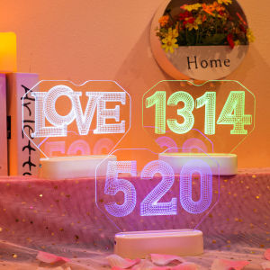 3D Bedside Night Light LED Decoration Light INS Atmosphere Room Decoration Lantern Creative Decoration Light Romantic Gift Marriage Proposal Decoration Lamp