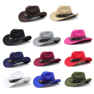 Mũ cao bồi cho màu trơn cho nữ da ban nhạc phong cách rộng vành mũ nữ Fedora Mũ Cô Gái Chăn bò cosplay