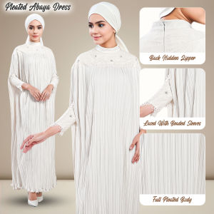 Jubah Abaya Dress PLEATED ABAYA Dress Lace muslimah Dress Jubah Cantik Baju Raya 2025 viral Ironless jubah Wanita Perempuan Long Dress
