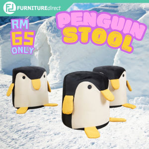 LOFT Design PENGUIN Round Stool velvet fabric cartoon stool-Black