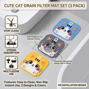 Insect-Proof Silicone Bathroom Floor Drain Shield Anti-Smell Drain Protector Strong Adsorption Cartoon Design Floor Drain Cover for Kitchen Shower Bathroom
