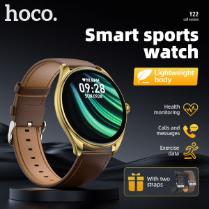 【Support For Calls】100% Original Genuine HOCO Y22 AMOLED Bluetooth Smart Sports Watch 1.43inch Men Watch IP67Waterproof  Sport Fitness Watch Support Heart Rate Blood Oxygen Detection 22 Languages Dual Straps Watch For Android ios All Smartphones Universal
