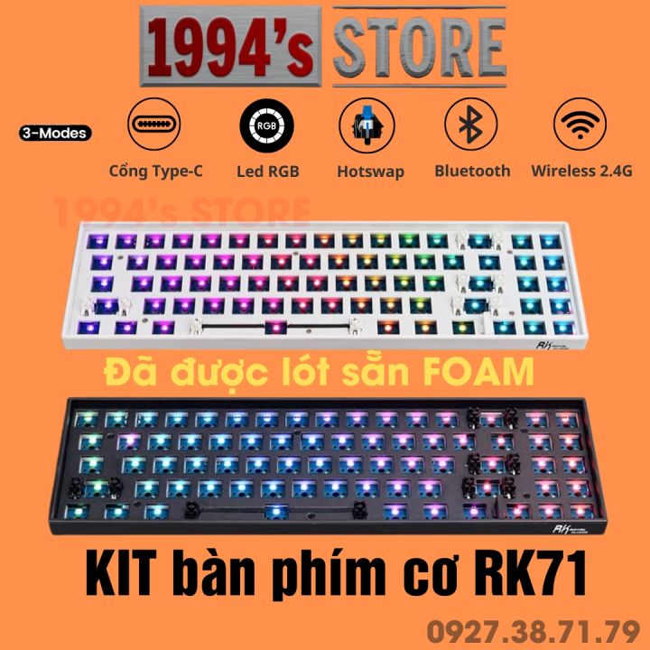 [SẴN] KIT Bàn phím cơ RK71 Led RGB - Đã LÓT FOAM sẵn - Bluetooth 5.1 ...