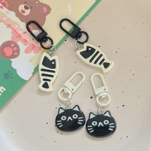 LYM Kawaii Cartoon Keychains Key Ring For Women Cute Resin Fish Cat Charms Keyring Fashion Accessories Jewelry Gifts
